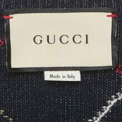 Pre Owned Gucci Blue/Green Applique Argyle Wool Sweater L