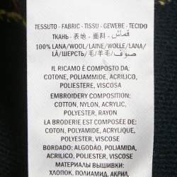 Pre Owned Gucci Blue/Green Applique Argyle Wool Sweater L