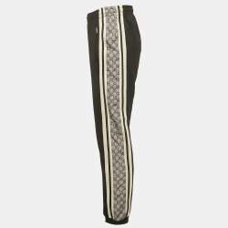 مملوكة مسبقًا Gucci Black GG Logo Side Ribbon Technical Jersey Joggers L