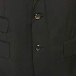 مملوكة مسبقًا جاكيت بليزر غوتشي صوف أسود بقياس كبير ( لارج )