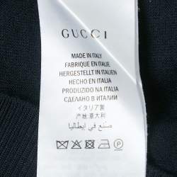 مملوكة مسبقًا كنزة غوتشي صوف محبوك بزخرفة نحل كحلي مقاس كبير (لارج)