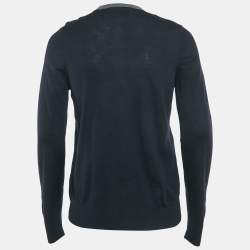 مملوكة مسبقًا كنزة غوتشي صوف محبوك بزخرفة نحل كحلي مقاس كبير (لارج)