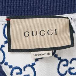 مملوكة مسبقًا Gucci White GG Embroidered Cotton Pique Polo T-Shirt XXL