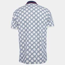 مملوكة مسبقًا Gucci White GG Embroidered Cotton Pique Polo T-Shirt XXL