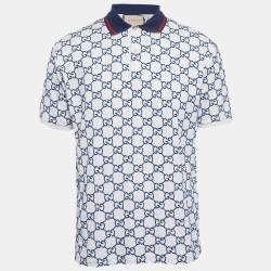مملوكة مسبقًا Gucci White GG Embroidered Cotton Pique Polo T-Shirt XXL