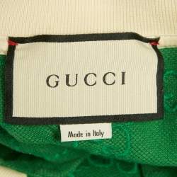 مملوكة مسبقًا تي شيرت بولو غوتشي قطن أخضر تطريز GG ياقة متباينة مقاس متوسط (ميديوم)