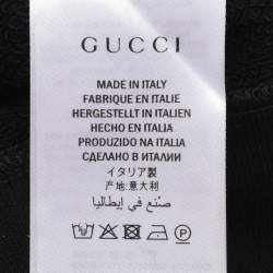 Pre Owned سويت شيرت غوتشي بطباعة شعار فينتاج قطن محبوك أسود، تصميم متآكل مقاس صغير