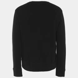 Pre Owned سويت شيرت غوتشي بطباعة شعار فينتاج قطن محبوك أسود، تصميم متآكل مقاس صغير