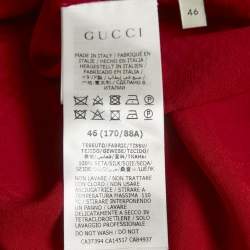 Pre Owned Gucci Red GG Jacquard Silk Pointed Collar Shirt S