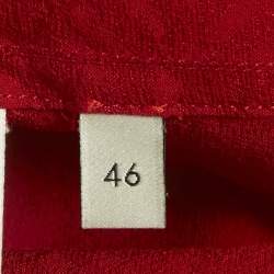 Pre Owned Gucci Red GG Jacquard Silk Pointed Collar Shirt S