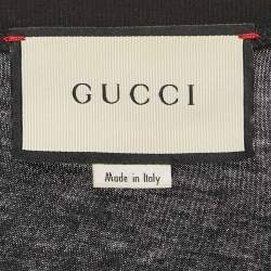 Pre Owned تي شيرت غوتشي كبريت طباعة فنتج جيرسي مزين بالترتر أسود كبير