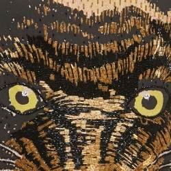 Pre Owned تي شيرت غوتشي جيرسي مزخرف بطبعة نمر باللون الأسود مقاس متوسط