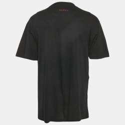 Pre Owned تي شيرت غوتشي جيرسي مزخرف بطبعة نمر باللون الأسود مقاس متوسط