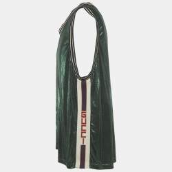 Pre Owned Gucci Green Metallic Glossy Jersey Sleeveless T-Shirt XXL