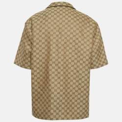 مملوكة مسبقًا Gucci Brown GG Linen Canvas Shorts Sleeve Shirt M