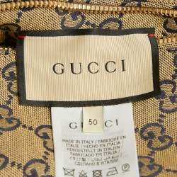 مملوكة مسبقًا جاكيت غوتشي نايلون قابل للعكس بنمط GG أزرق/بيج قياس متوسط