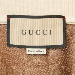 Pre Owned Gucci Brown GG Jacquard Jersey Polo T-Shirt L