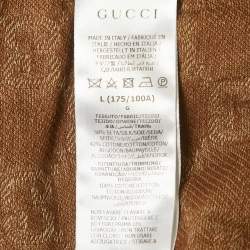 Pre Owned Gucci Brown GG Jacquard Jersey Polo T-Shirt L