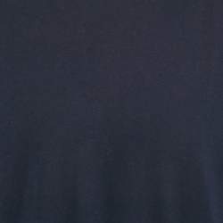 Pre Owned Gucci Blue Leather Shoulder Trim Jersey T-Shirt L