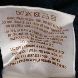 Pre Owned Gucci Blue Leather Shoulder Trim Jersey T-Shirt L