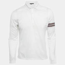 Pre Owned Gucci White Pique Long Sleeve Polo T-Shirt M