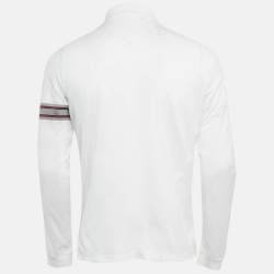 مملوكة مسبقًا تي شيرت بوليو غوتشي أبيض بك أكمام طويلة مقاس متوسط (ميديم)