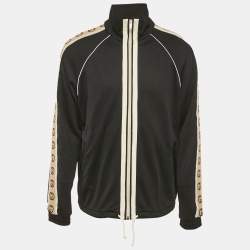 مملوكة مسبقًا Gucci Black GG Side Stripe Jersey Jacket M