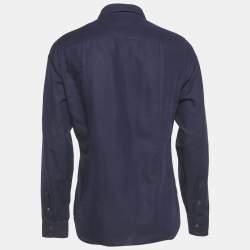 Pre Owned قميص غوتشي ضيق قطن أزرق مقاس كبير جدًا