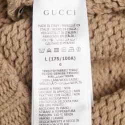 Pre Owned سويتر غوتشي بني مدمج شعار محبوك مضلع مقاس كبير - لارج