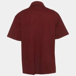 Pre Owned تي شيرت بولو محاك من القطن كريمي بخطوط ويب غوتشي مقاس متوسط