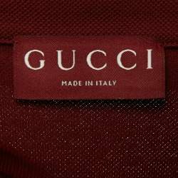 Pre Owned تي شيرت بولو محاك من القطن كريمي بخطوط ويب غوتشي مقاس متوسط