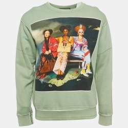 مملوكة مسبقًا Gucci X Ignasi Monreal Green Printed Cotton Hallucination Sweatshirt S