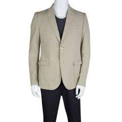 Pre Owned Gucci Beige Cotton Regular Fit Two Button Blazer L