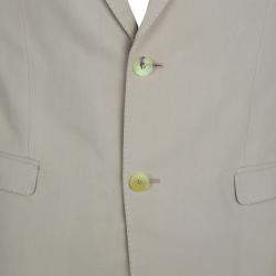 Pre Owned Gucci Beige Cotton Regular Fit Two Button Blazer L