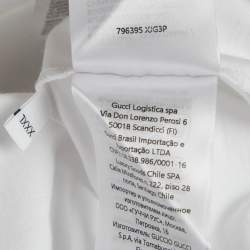 مملوكة مسبقًا تي شيرت غوتشي قطن جيرسي طباعة شريط ويب أبيض بأكمام قصيرة مقاس كبير جدًا جدًا جدًا