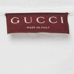 Pre Owned تي شيرت جيرسي غوتشي أبيض تريم ويب مقاس كبير جدًا جدًا جدًا