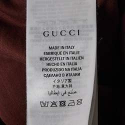 Pre Owned Gucci Dapper Dan Brown Logo Print Jersey Sequin T-Shirt XS