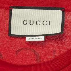 مملوكة مسبقًا تي شيرت غوتشي دابر دان ترتر جيرسي طباعة شعار بني مقاس صغير جداً