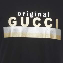 مملوكة مسبقًا Gucci Black Logo Print Jersey T-Shirt M