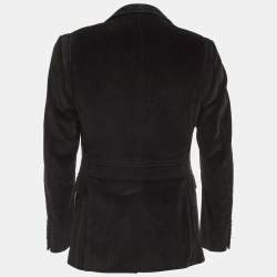 مملوكة مسبقًا Gucci Black Corduroy Logo Pocket One Buttoned Blazer L