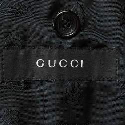 مملوكة مسبقًا Gucci Black Corduroy Logo Pocket One Buttoned Blazer L
