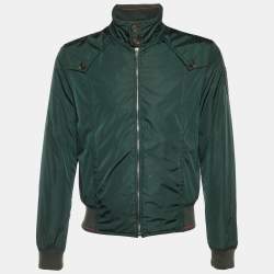 مملوكة مسبقًا Gucci Green Nylon Zip Up Bomber Jacket M 
