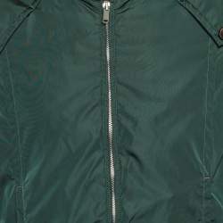 مملوكة مسبقًا Gucci Green Nylon Zip Up Bomber Jacket M 
