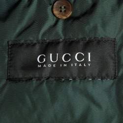 مملوكة مسبقًا Gucci Green Nylon Zip Up Bomber Jacket M 