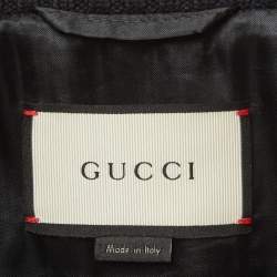 Pre Owned Gucci Blue Bee Jacquard Zip-Up Jacket L