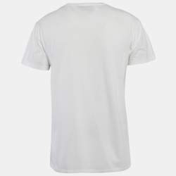 Pre Owned تي شيرت جيرسي غوتشي أبيض تريم ويب مقاس كبير جدًا جدًا جدًا