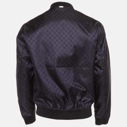 Pre Owned جاكيت بومبر غوتشي نايلون نمط أحمر/أزرق قابل للعكس مقاس وسط