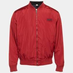 Pre Owned جاكيت بومبر غوتشي نايلون نمط أحمر/أزرق قابل للعكس مقاس وسط