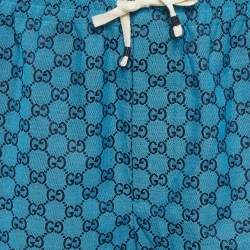 Pre Owned شورت غوتشي قماش جينز جاكارد أزرق برمودا مقاس كبير