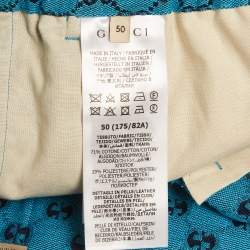 Pre Owned شورت غوتشي قماش جينز جاكارد أزرق برمودا مقاس كبير